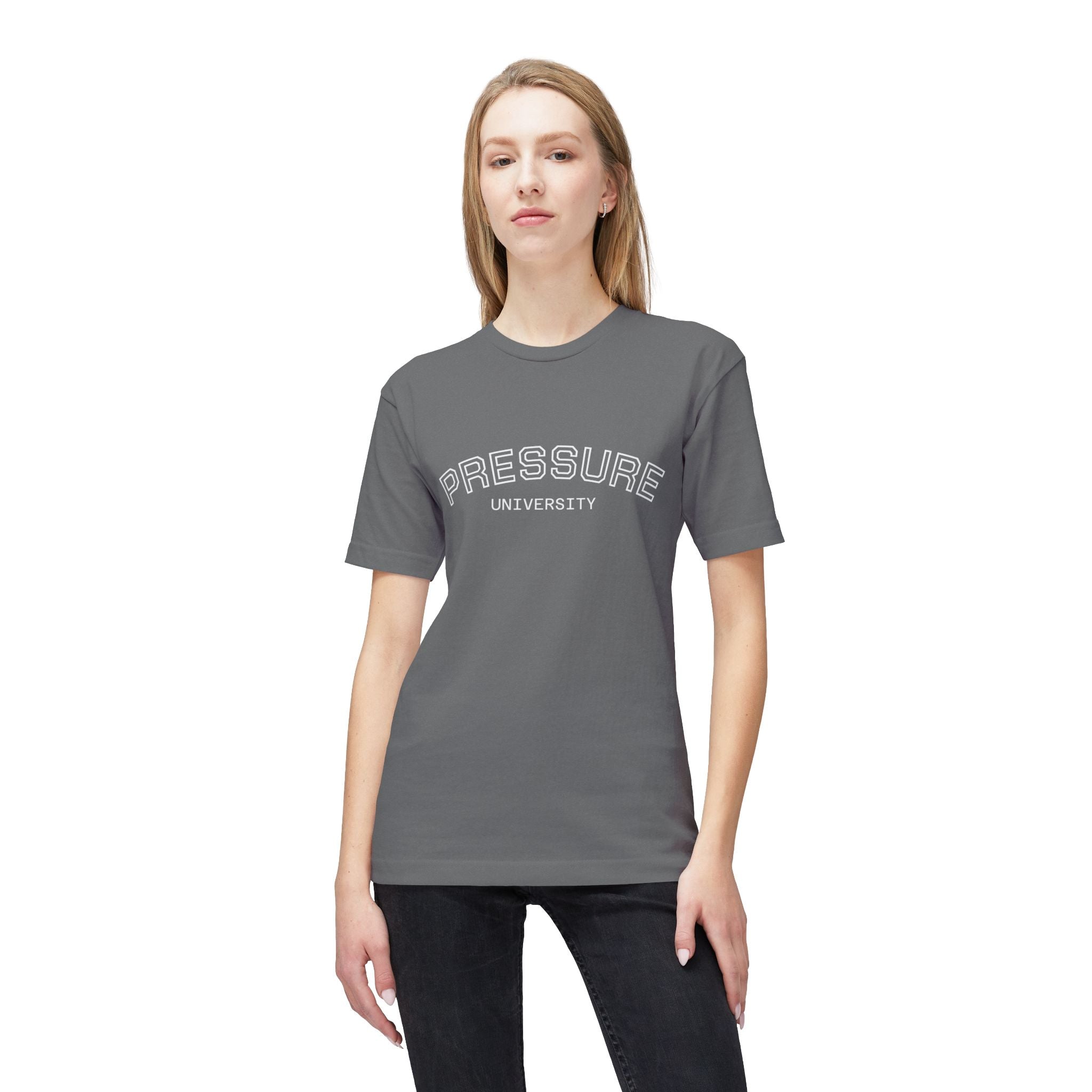 Unisex Midweight T-Shirt – Pressure University Design, Graphic Tee, Trendy Fashion, Made in USA