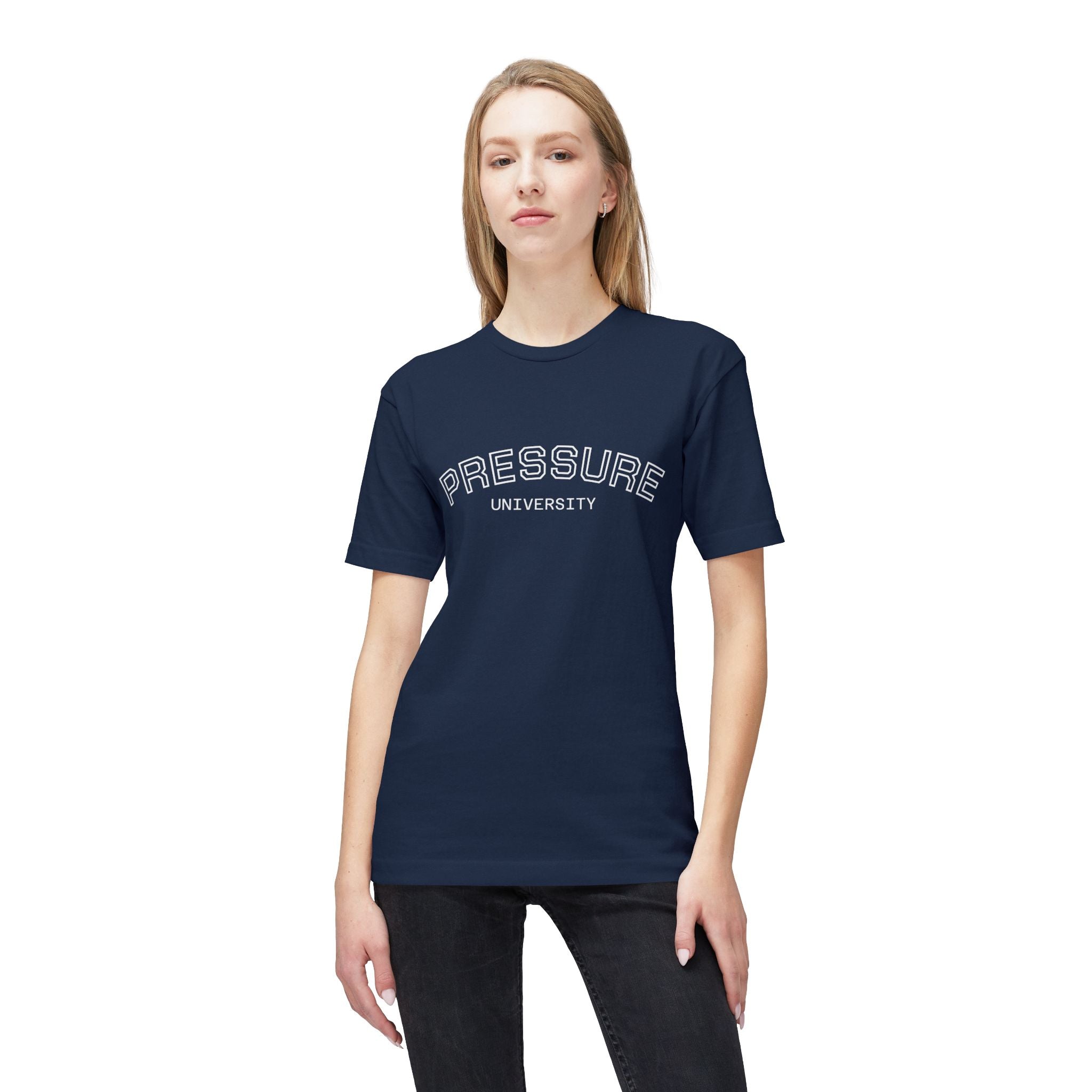 Unisex Midweight T-Shirt – Pressure University Design, Graphic Tee, Trendy Fashion, Made in USA