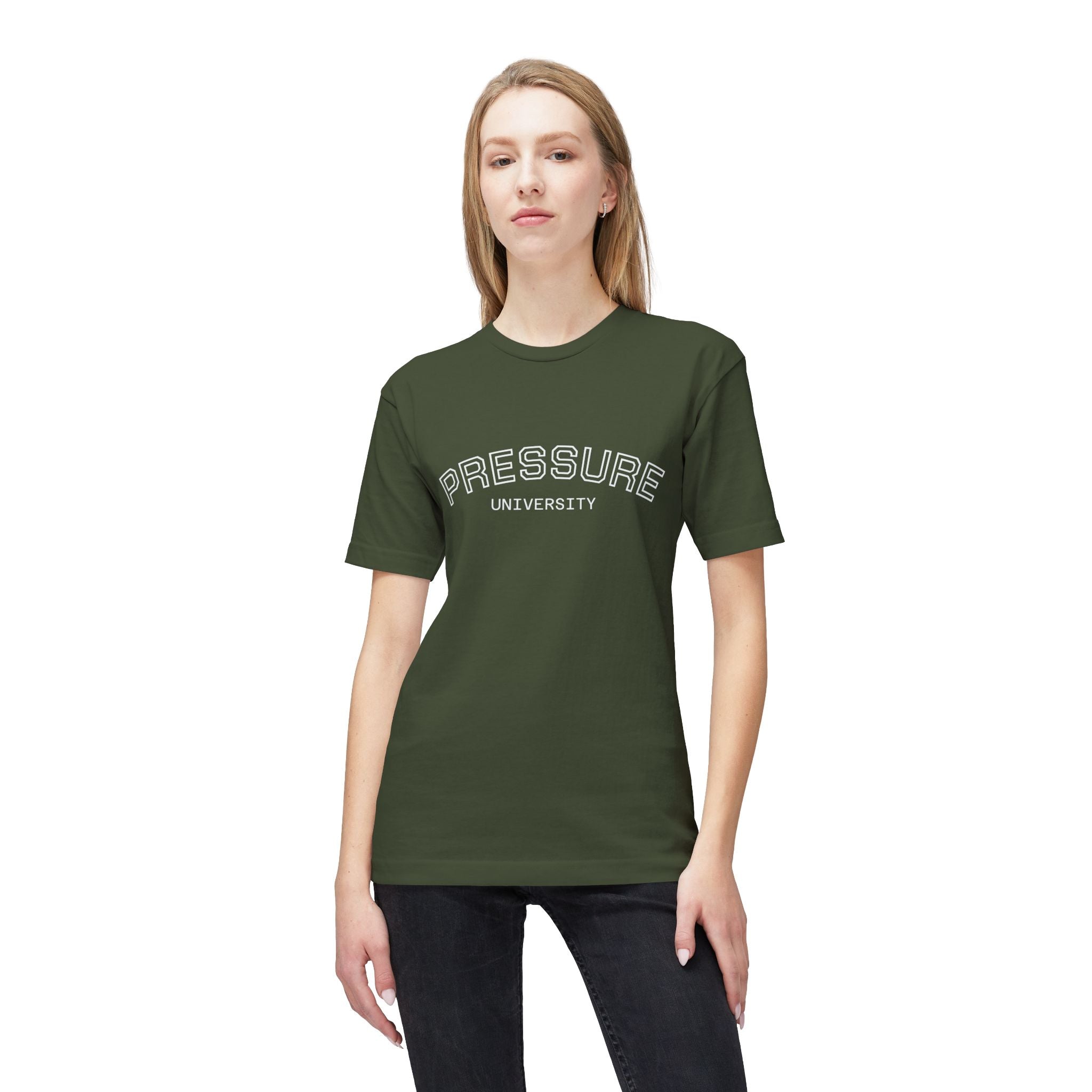 Unisex Midweight T-Shirt – Pressure University Design, Graphic Tee, Trendy Fashion, Made in USA
