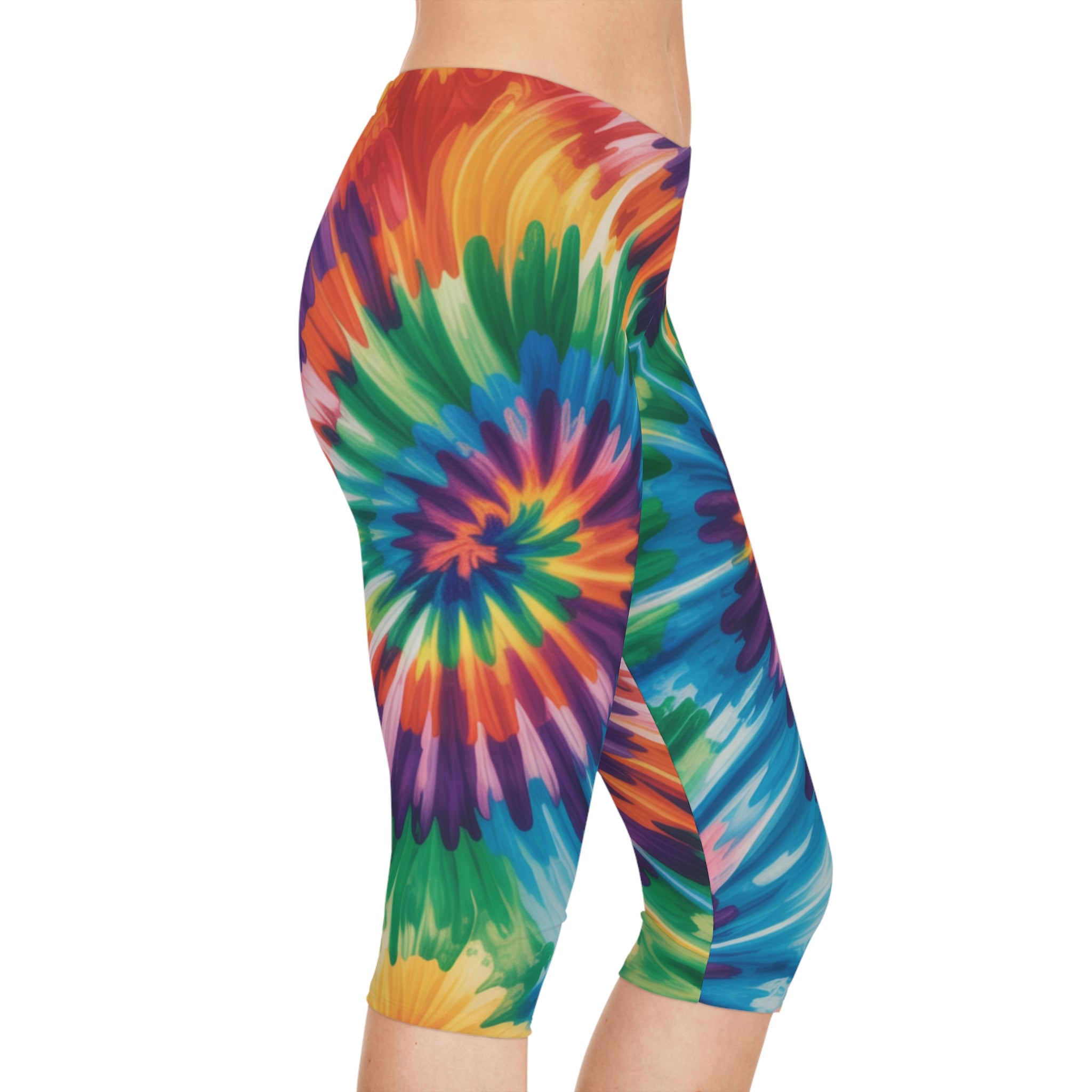Vibrant Tie-Dye Capri Leggings - Workout Leggings, Casual Wear